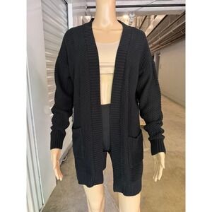 GAP Womens Black Cotton Textured Open Front Cardigan Sweater GP010037 Size S NWT